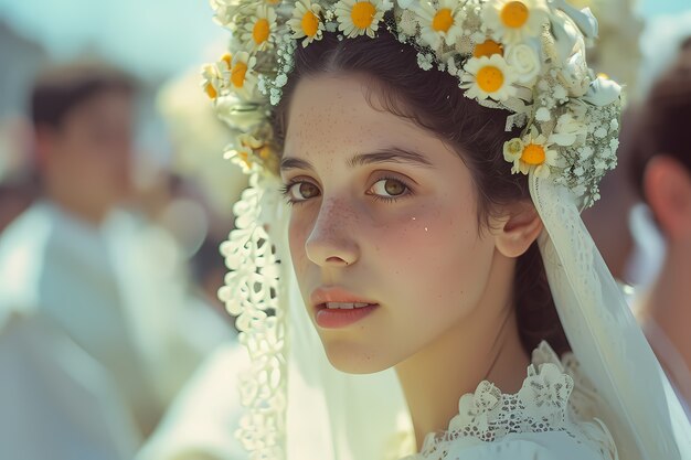 Side view woman celebrating holy week