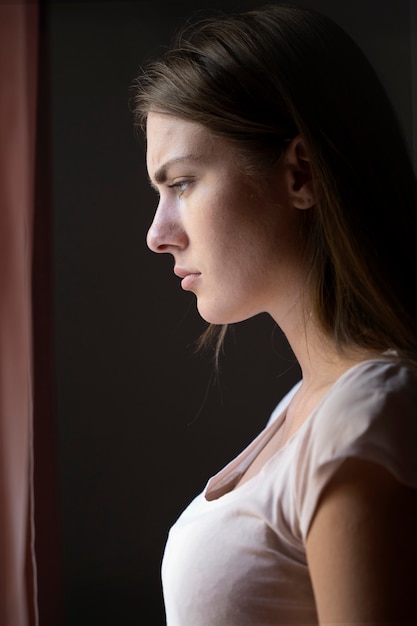 Side view woman experiencing anxiety