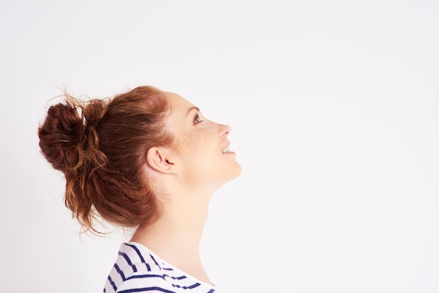 Side view of woman's face  shot