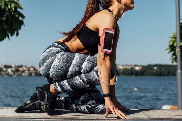 Side view of woman in sportswear