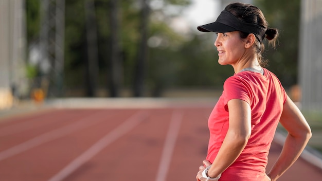 Side view woman training