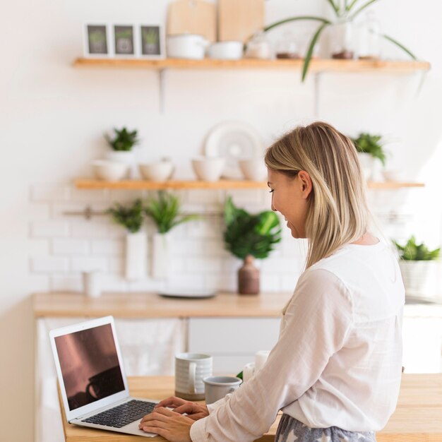 Side view woman working