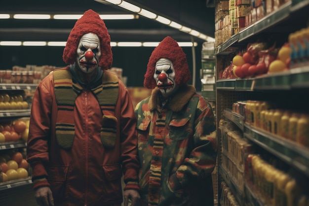 Free photo sight of terrifying clown at the grocery store