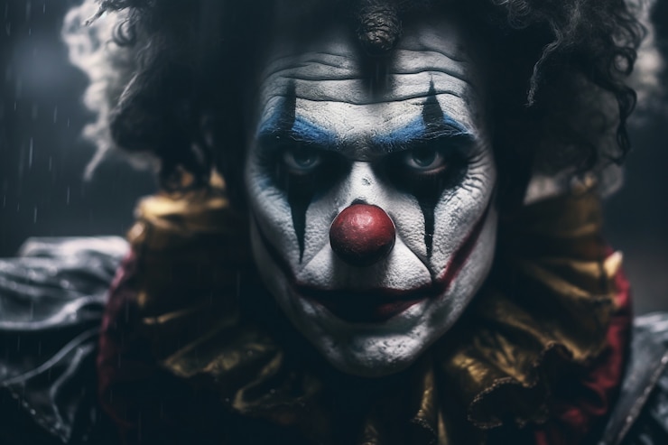 Free Photo sight of terrifying clown with scary make-up