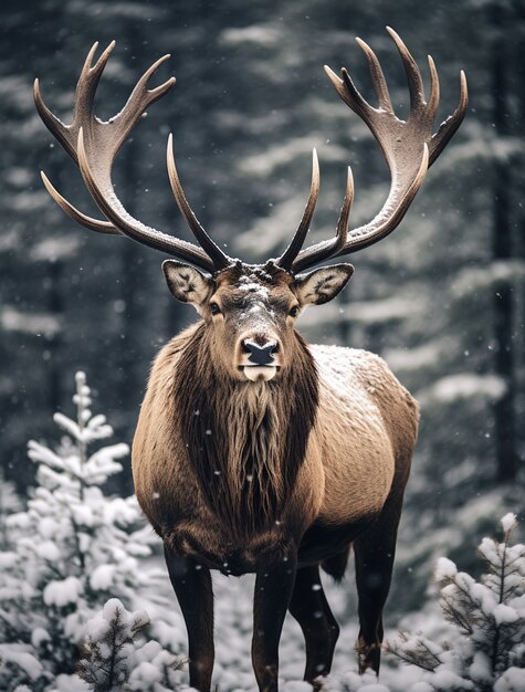 Sighting of wild elk in nature
