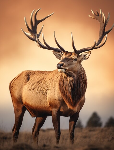 Sighting of wild elk in nature