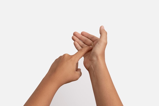 Sign language gesture isolated on white