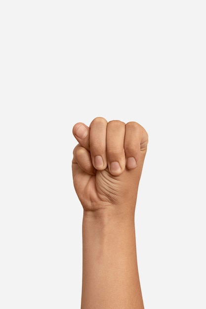 Sign language hand gesture with copy space