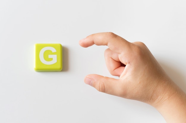 Sign language hand showing letter g