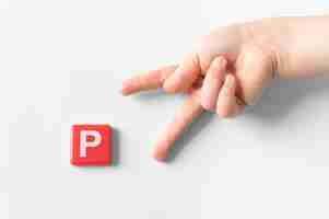 Free photo sign language hand showing letter p