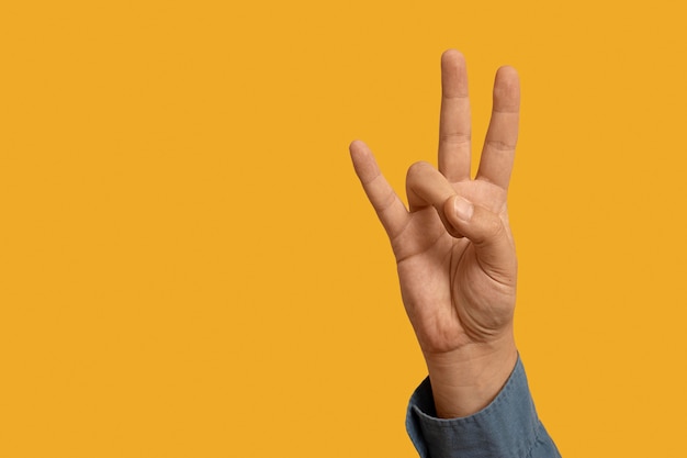 Бесплатное фото Язык жестов с копией пространства