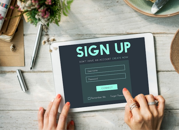 Sign up form button graphic concept