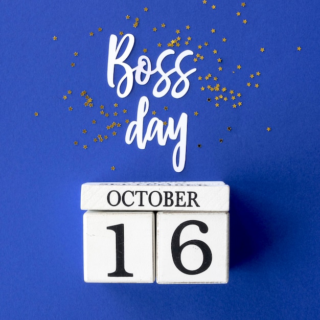 Free photo sign with boss day lettering concept