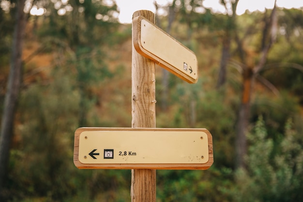 Sign with directions in nature