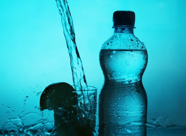 Silhouette of bottle and glass