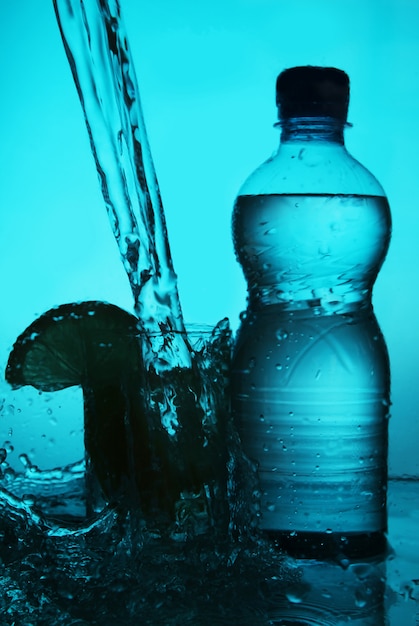 Silhouette of bottle and glass