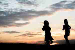 Free photo silhouette of children playing