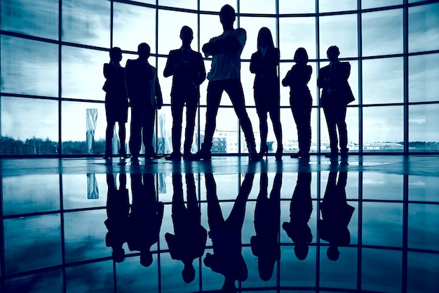 Free photo silhouette of confident businesspeople