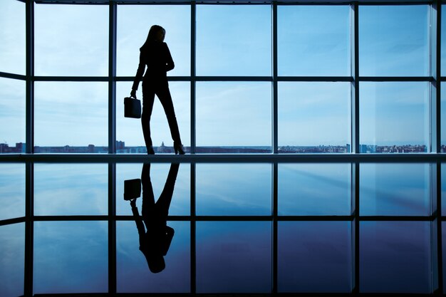 Silhouette of confident businesswoman