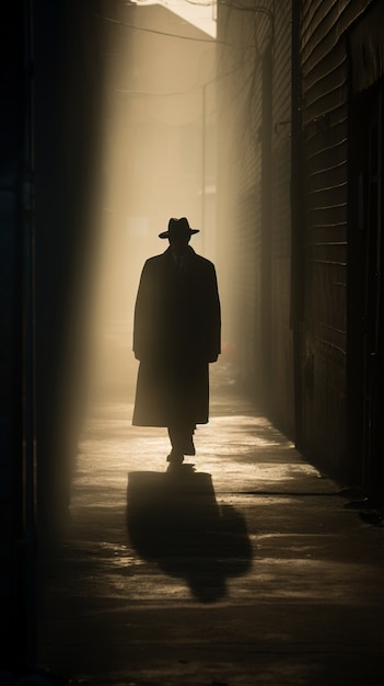 Silhouette of man looking at new york city buildings