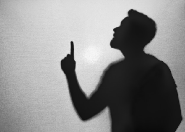 Free photo silhouette of man pointing up