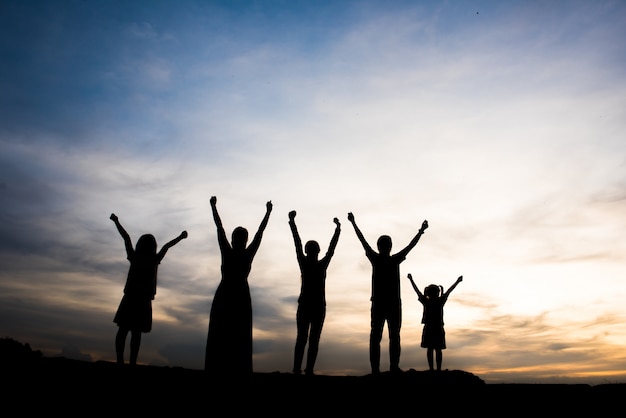 Silhouette of people happy time