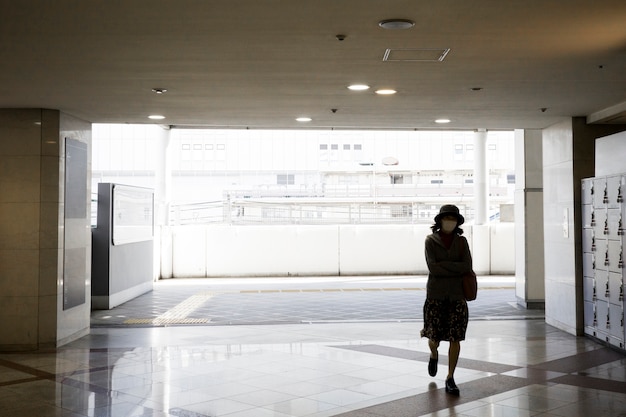 Silhouette of person in the city