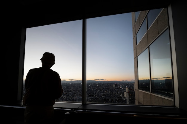 Silhouette of person in the city