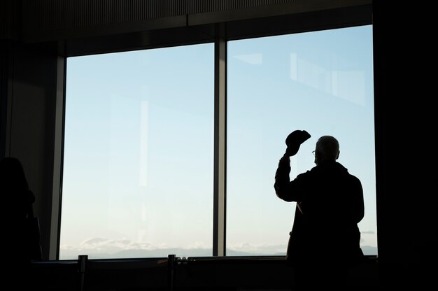 Silhouette of person in the city