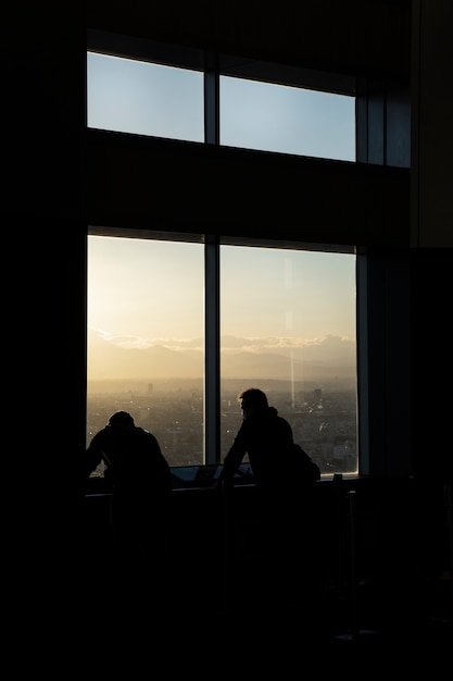 Silhouette of person in the city