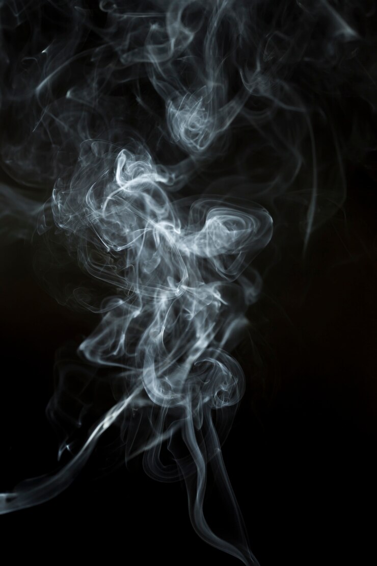 Free Photo silhouette of white smoke on black background