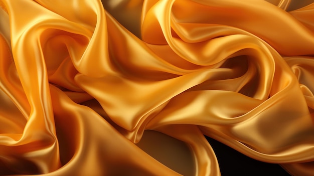 Free photo silky smooth golden fabric waves creating a luxurious texture