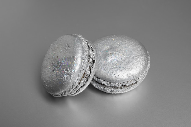 Silver aesthetic wallpaper with macarons