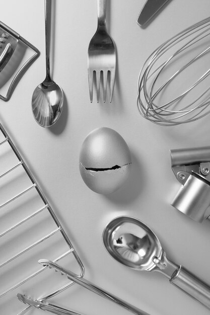 Silver aesthetic wallpaper with utensils