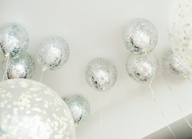 Silver balloons in a party