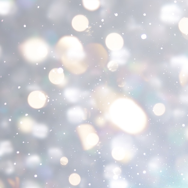 Silver christmas background with bokeh lights