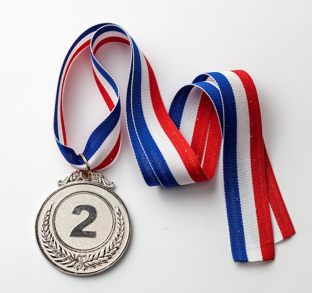 Premium Photo Silver Medal Second Place Award With Ribbon