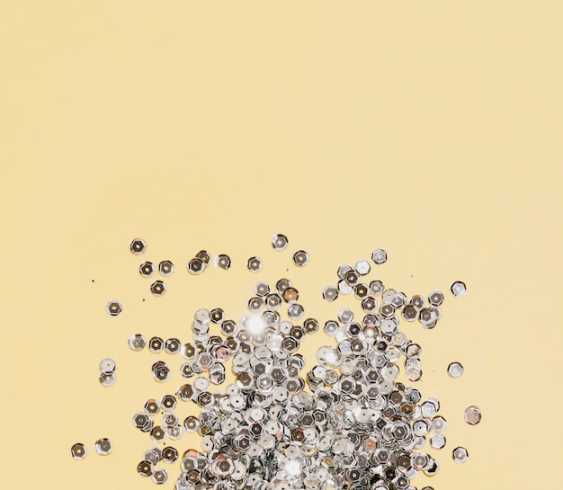 Silver sequins with copy space