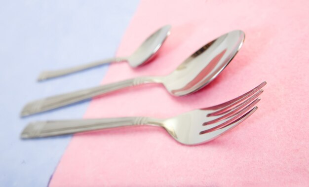silvery fork and spoon