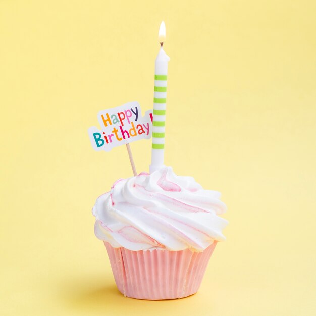 Simple birthday muffin with candle