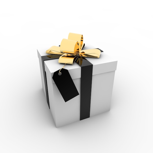 Simple illustration of a gift box with a bow on a white background