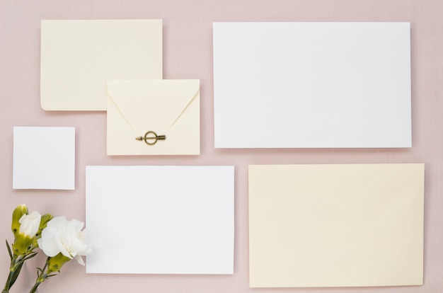 Free photo simple wedding stationery set top view