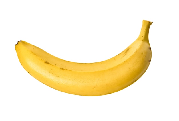 Single banana isolated on a white background