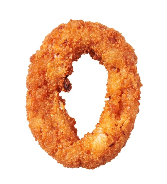 Free photo single breaded onion ring isolated on a white background