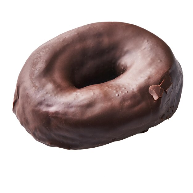 Single delicious chocolate doughnut isolated on a white background