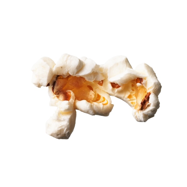 Free photo single delicious salty popcorn isolated on a white background