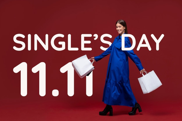 Free photo single's day banner design