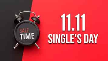 Free photo single's day banner with clock
