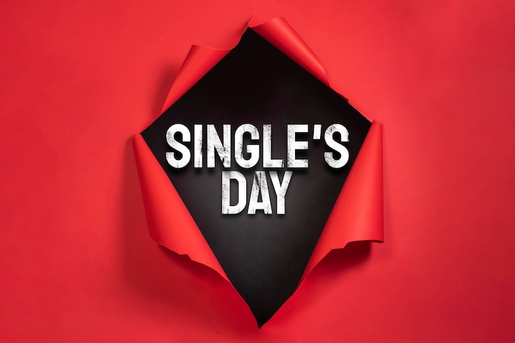 Free Photo single's day banner with paper texture