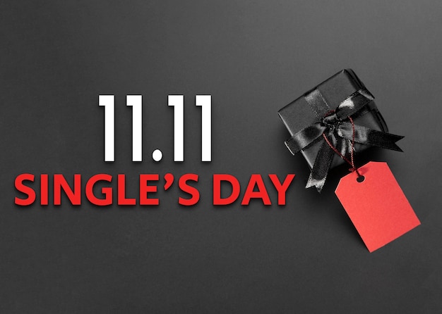 Free photo single's day banner with present